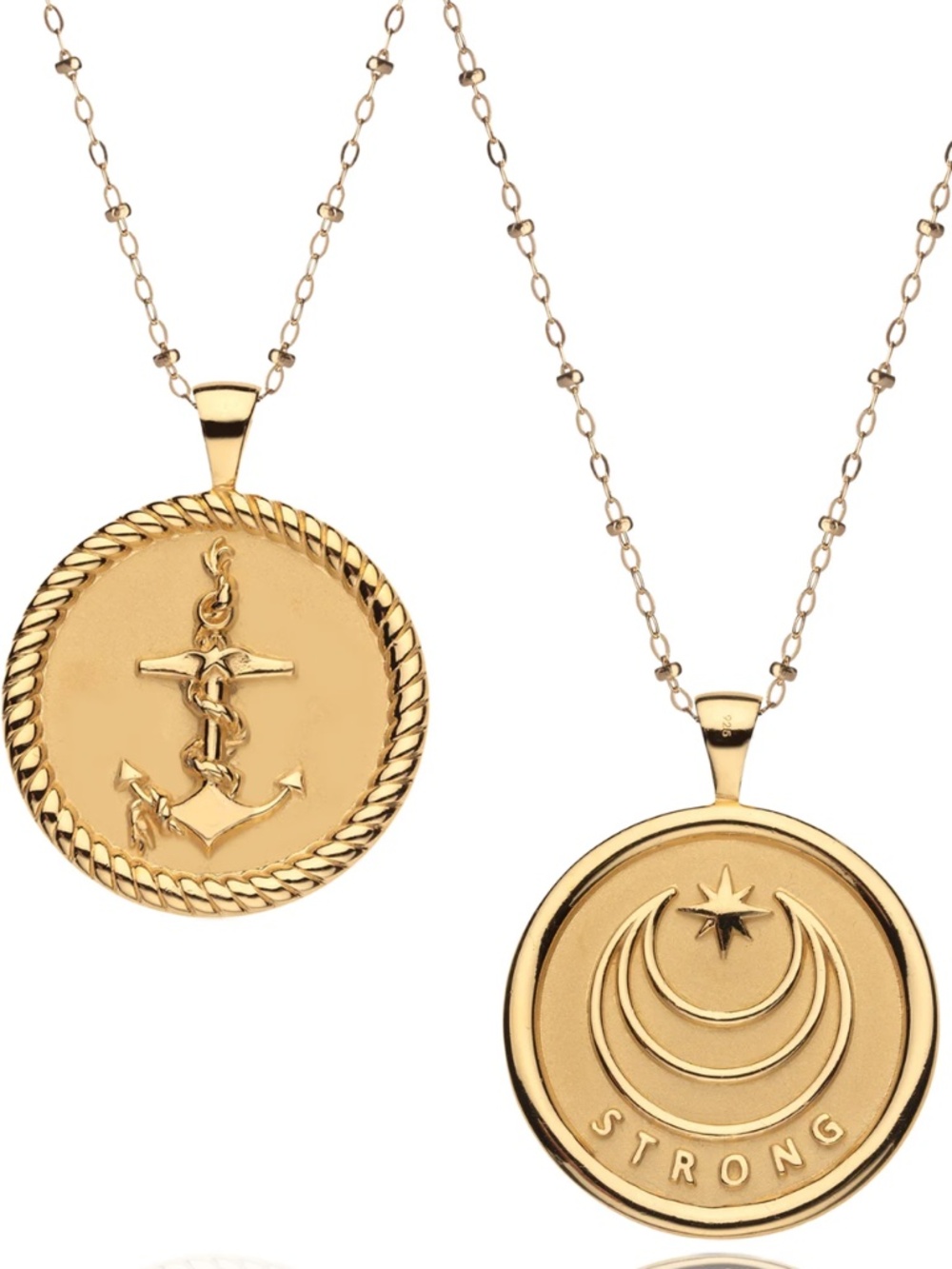 Jane Win Jewelry STRONG Original Pendant Coin (Anchor) 14K Gold Plated - Picture 2 of 12